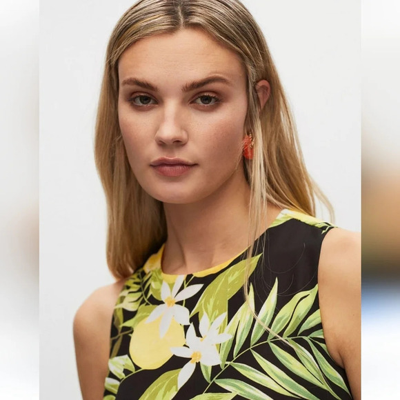 Melanie Lyne NWOT Lemon print double layer blouse Size 10 - Picture 5 of 8